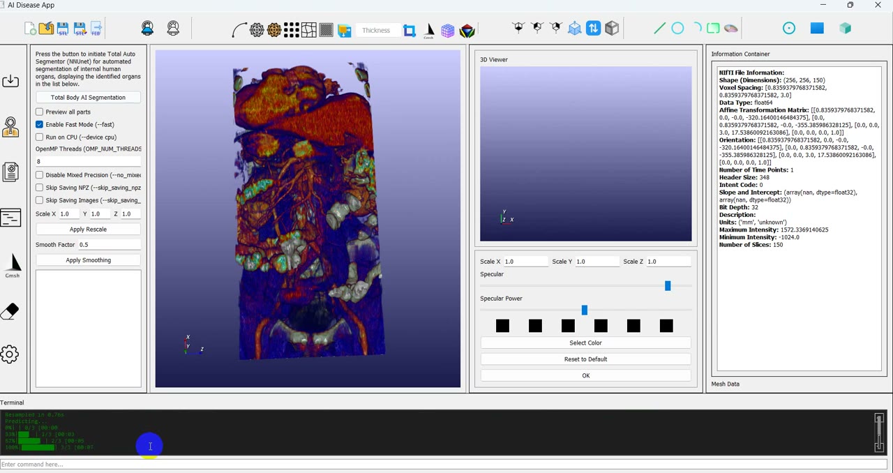 Detailed vertebral mesh preparation in the AI Disease App